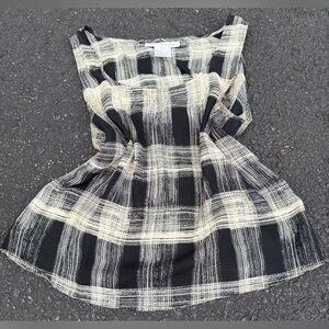Jones New York Vintage 100% Silk Beige Black Halter Cami Top Y2K  Checkered 14
